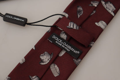 Dolce &amp; Gabbana Kastanienbraunes Hutmuster, verstellbare Accessoire-Krawatte aus 100 % Seide