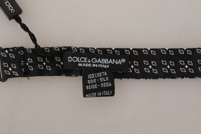 Dolce &amp; Gabbana Schwarz-weiß gepunktete Papillon-Krawatte aus 100 % Seide