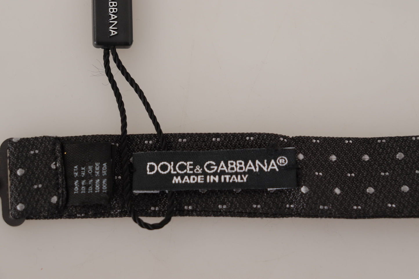 Dolce & Gabbana 그레이 폴카 도트 100% 실크 넥 아피필론 넥타이