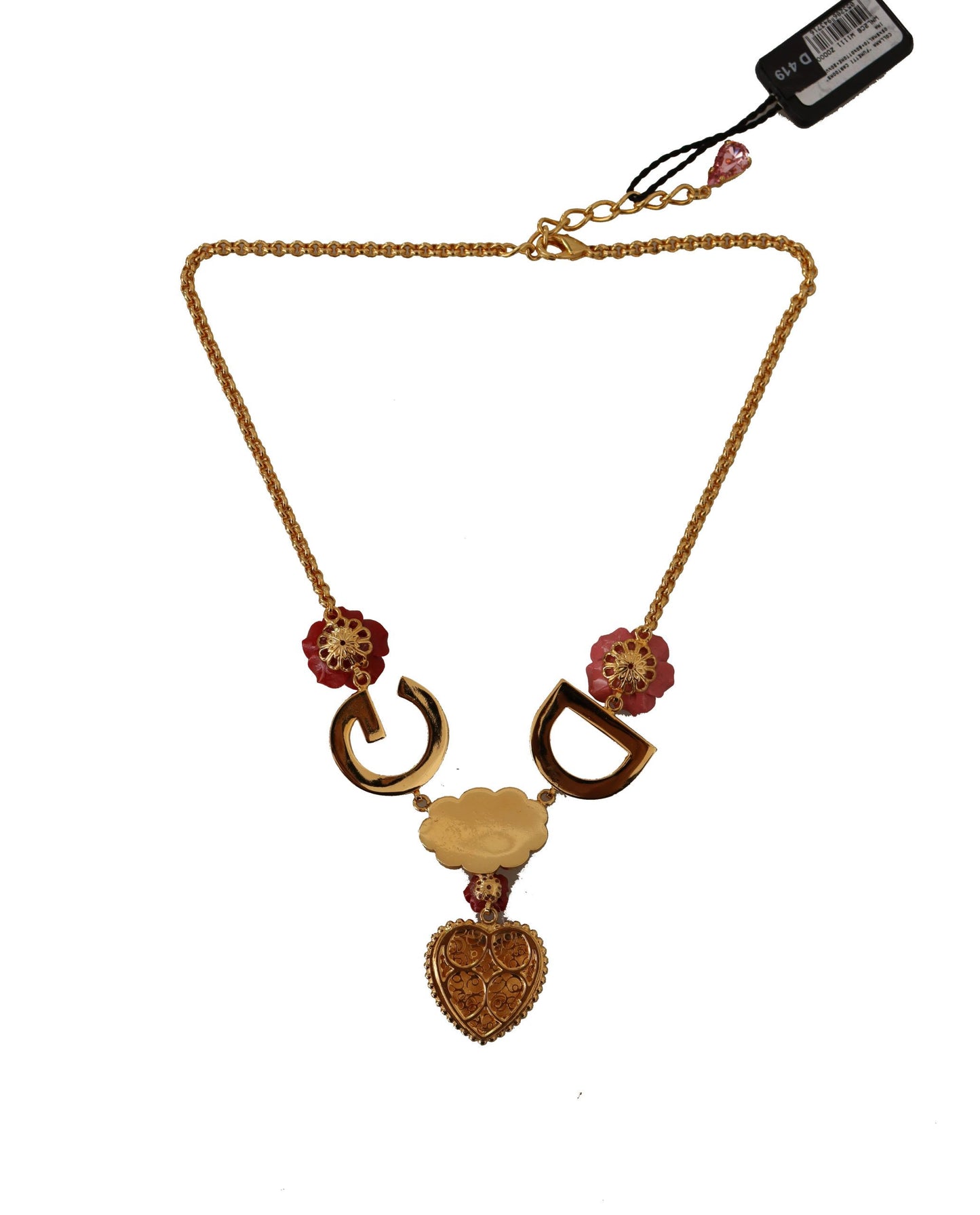 Dolce &amp; Gabbana Gold Rose Love Kristall-Charm-Kettenhalskette