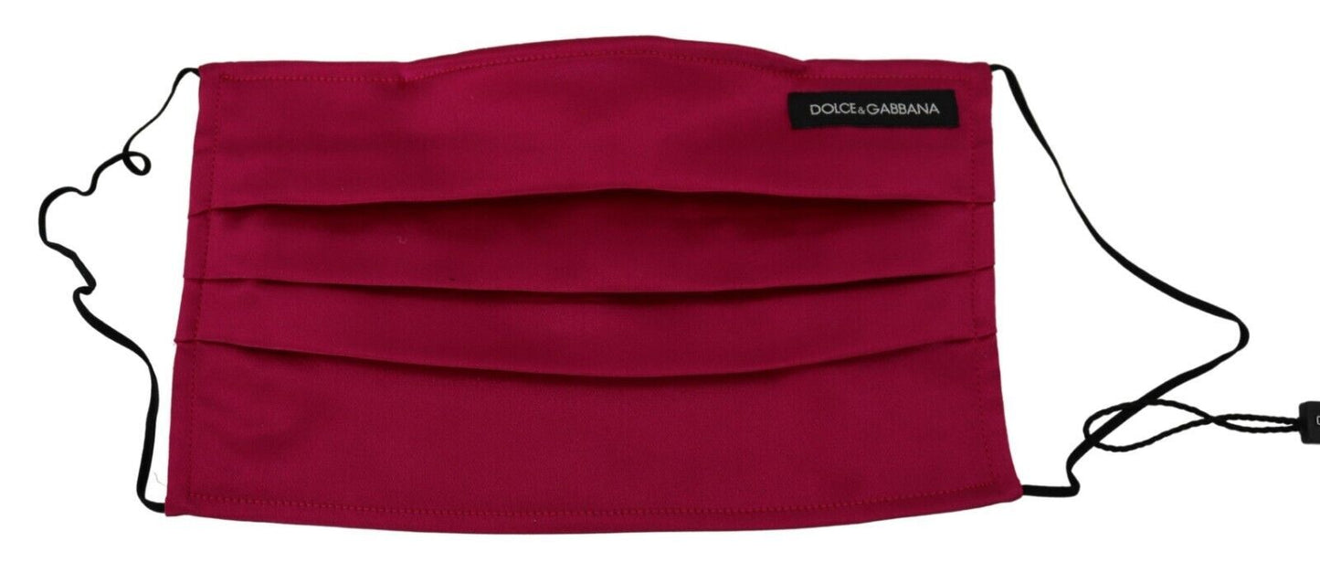 Dolce & Gabbana Maroon 실크 주름 탄성 이어 스트랩 원 사이즈 페이스 마스크